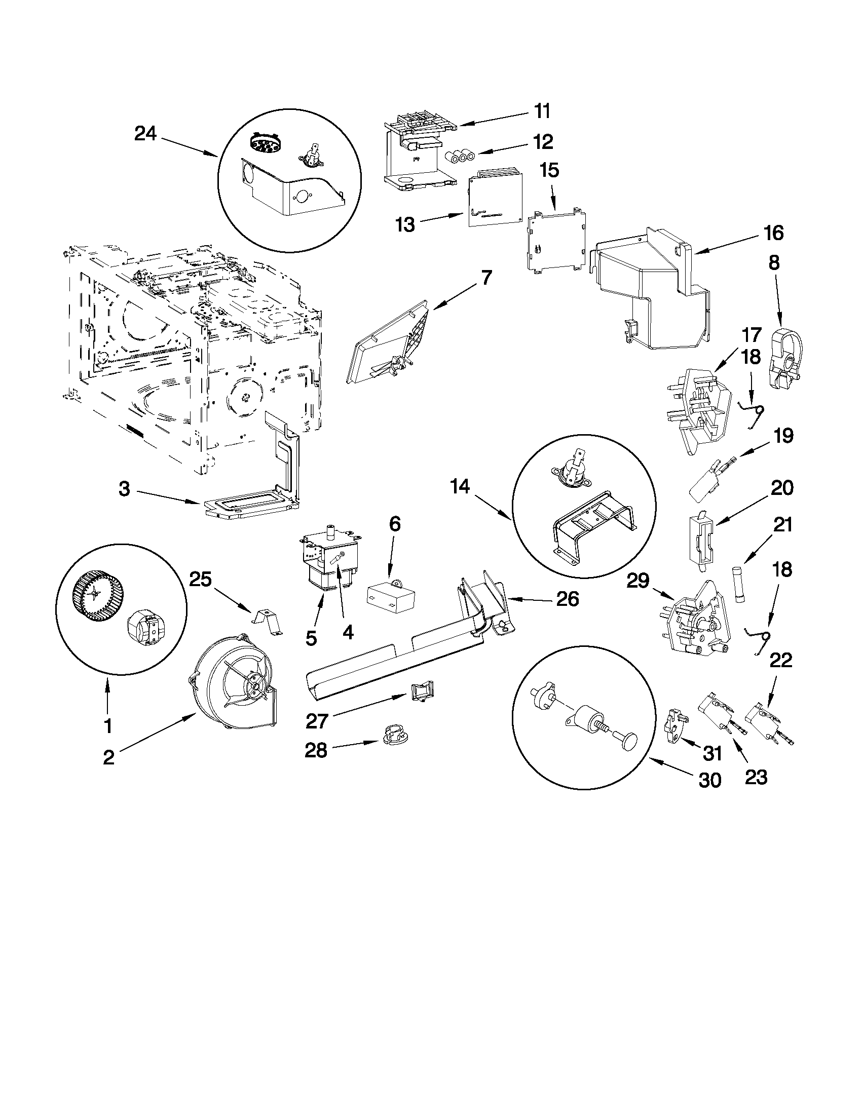 Interior and air flow parts