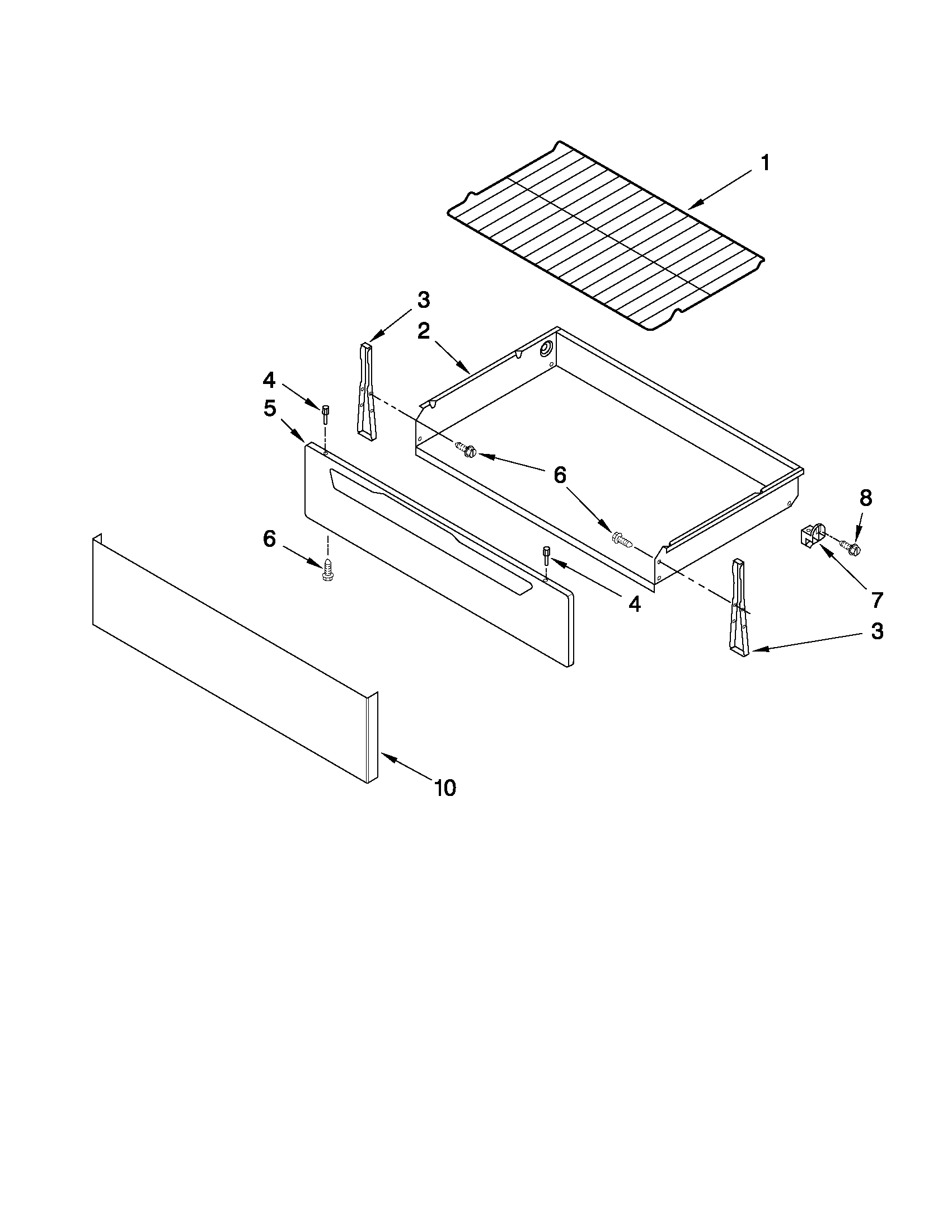 Drawer and rack parts