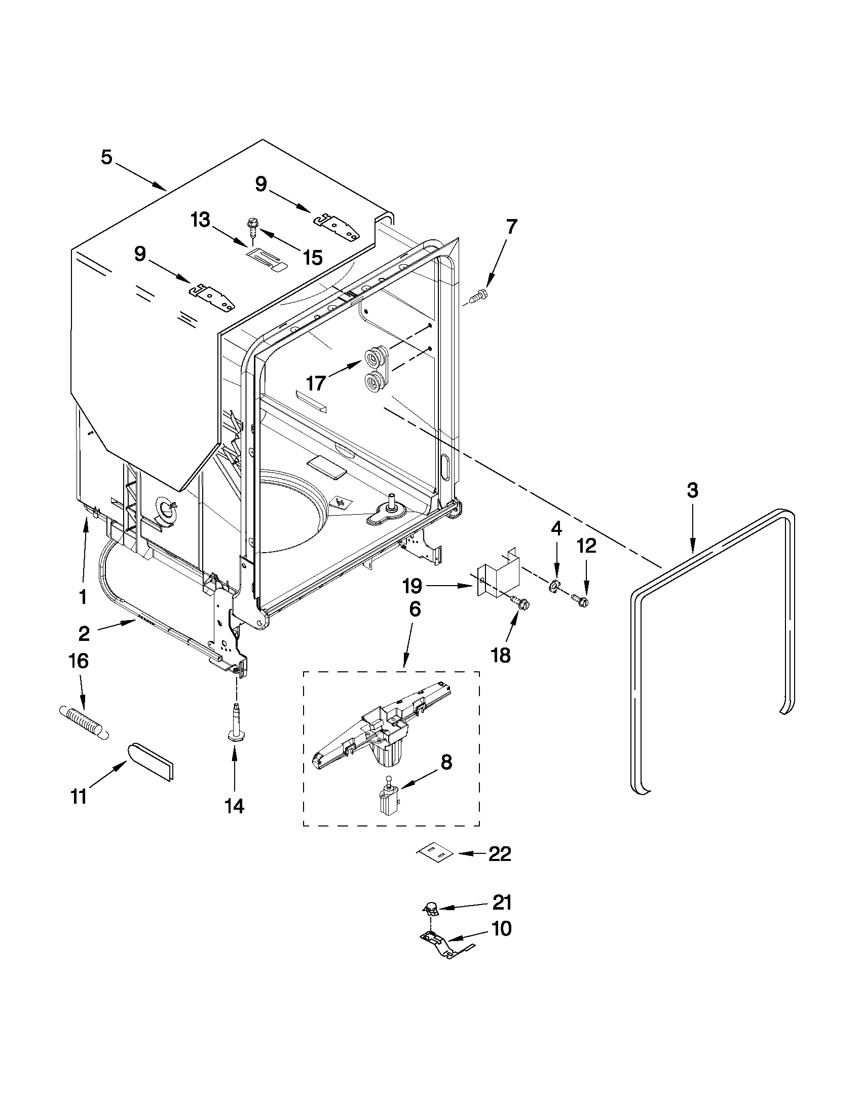 TUB AND FRAME PARTS