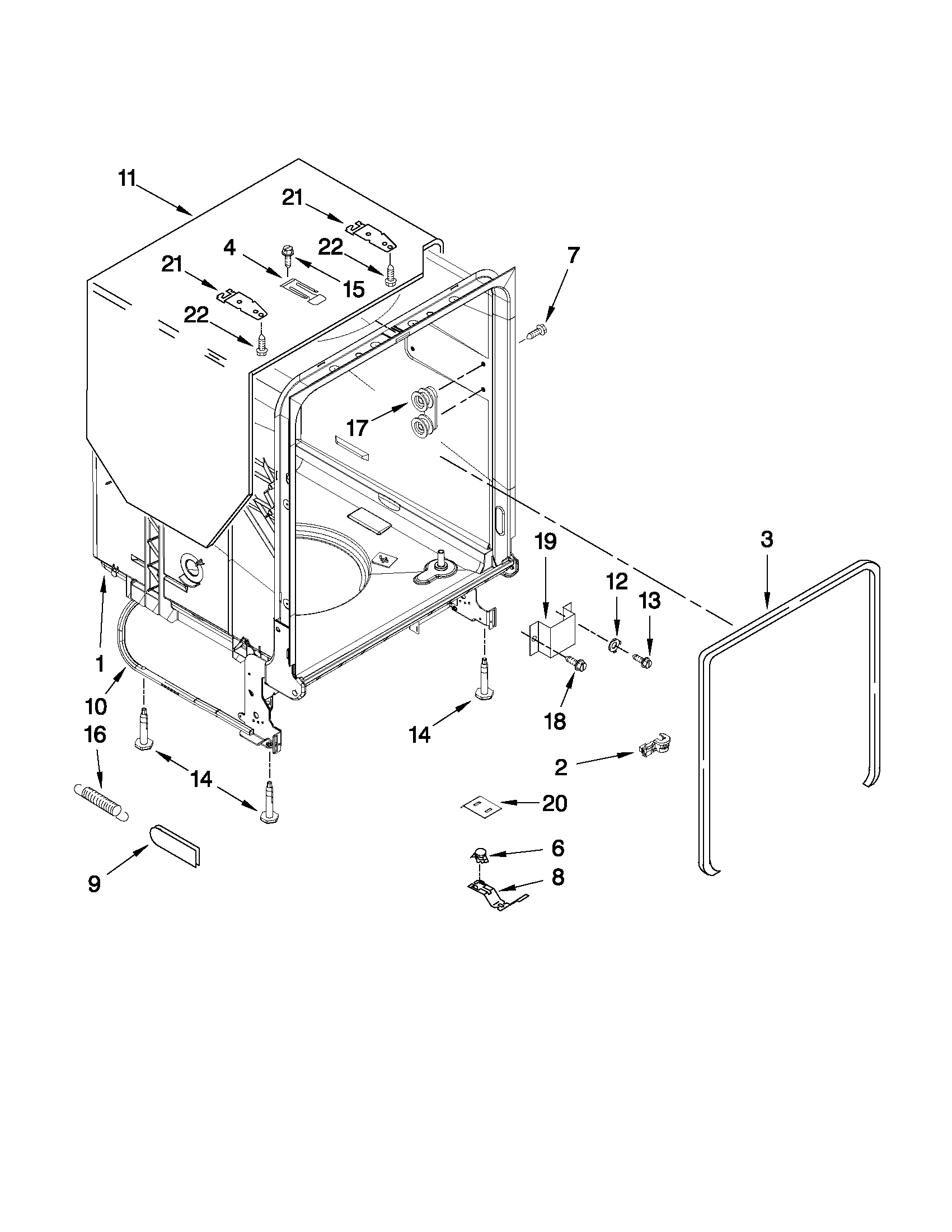 TUB AND FRAME PARTS