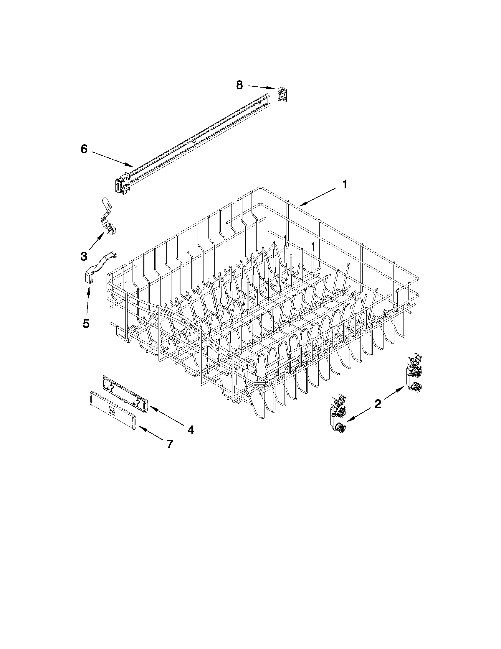 Upper rack and track parts