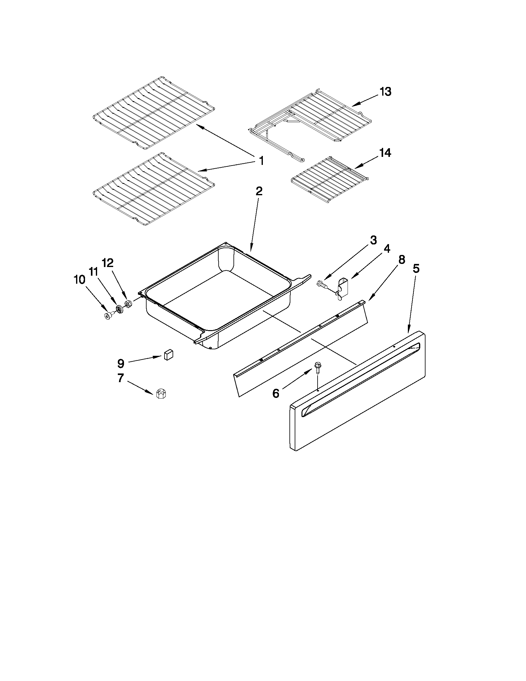 Drawer and rack parts