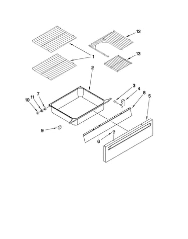 Drawer and rack parts