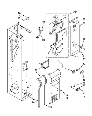 Freezer liner and air flow parts