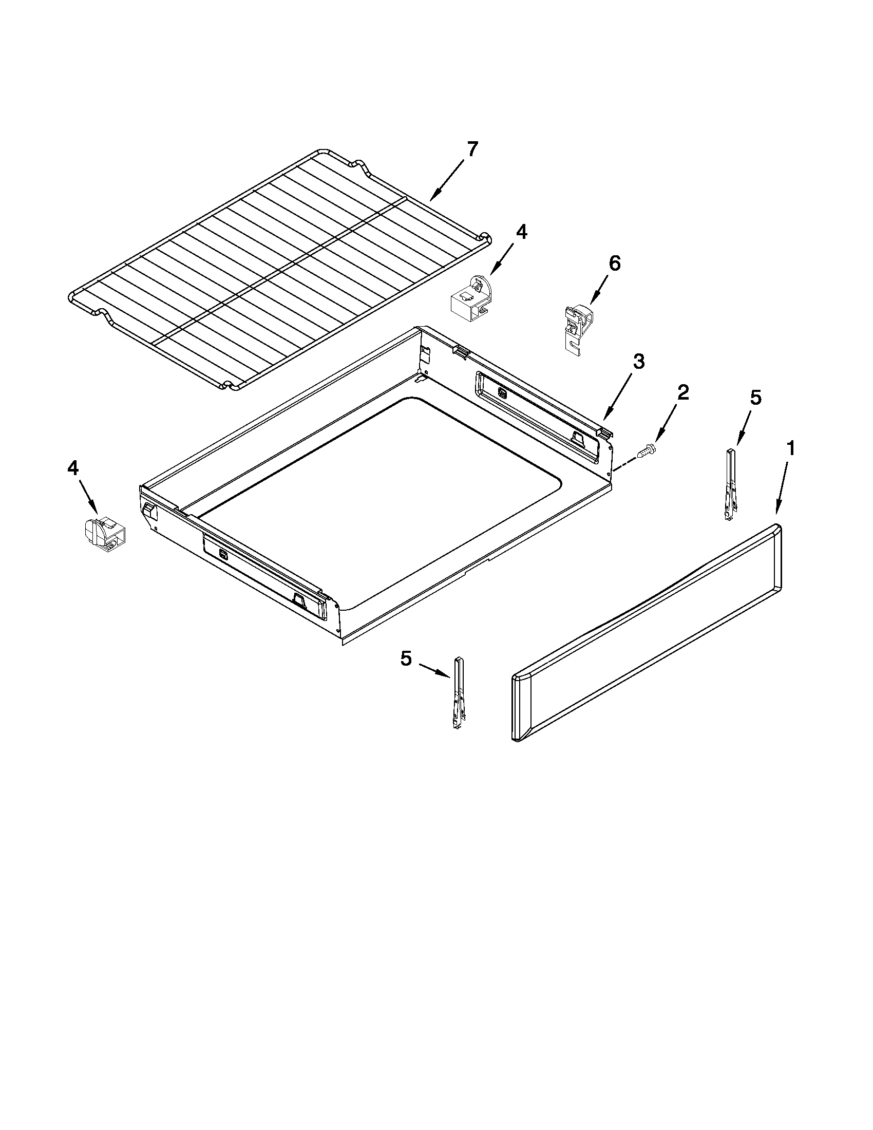 Drawer and rack parts