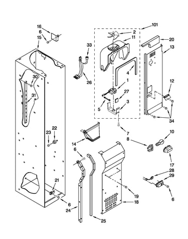 Freezer liner and air flow parts