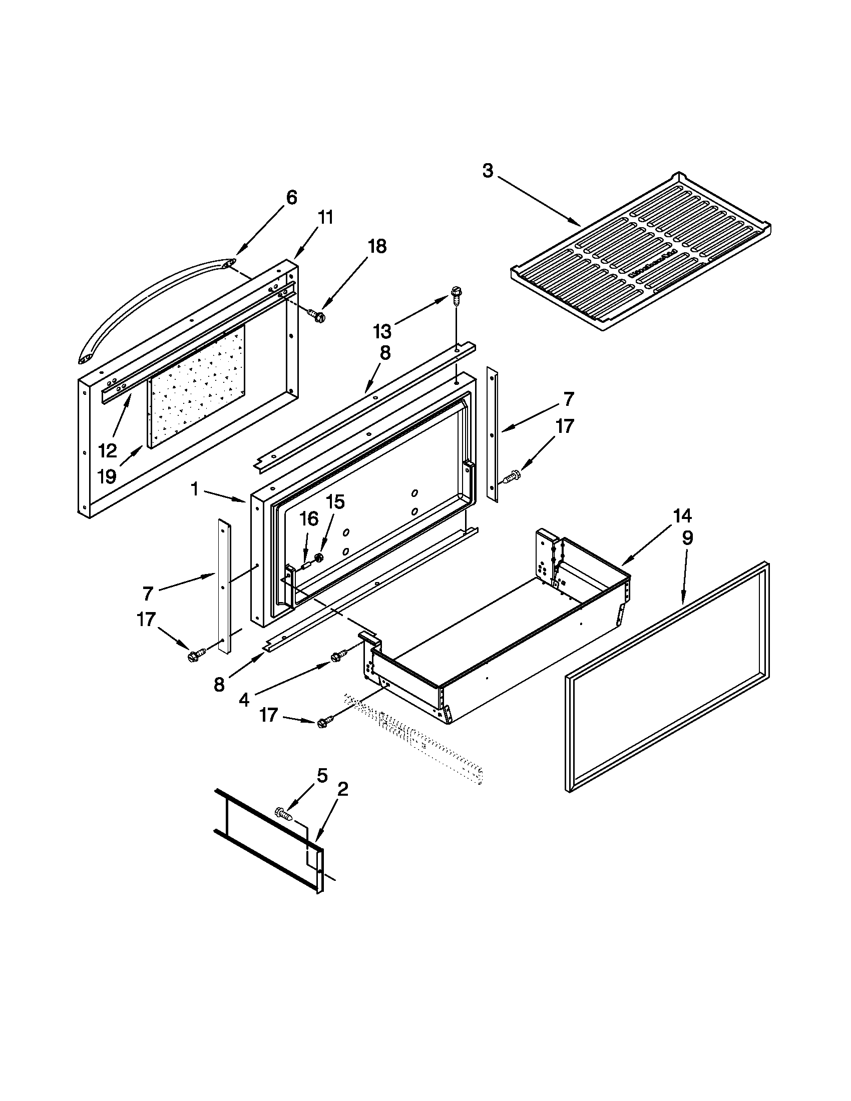 Freezer door and basket parts