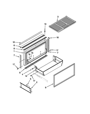 Freezer door and basket parts
