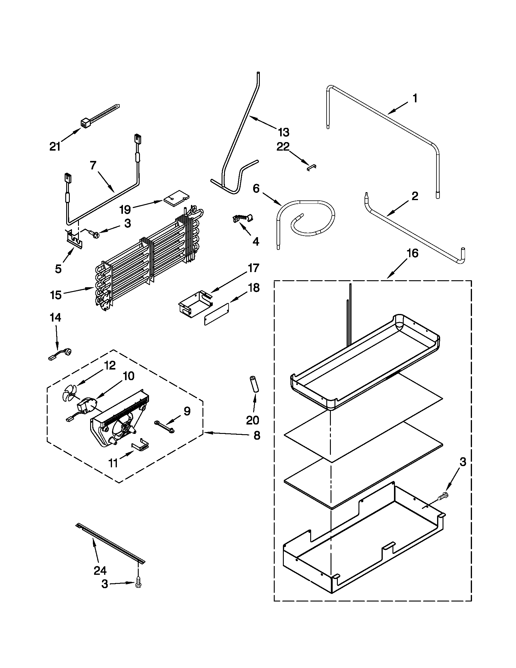 Lower unit and tube parts