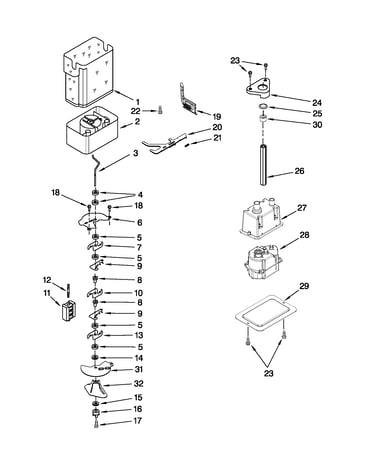 Motor and ice container parts