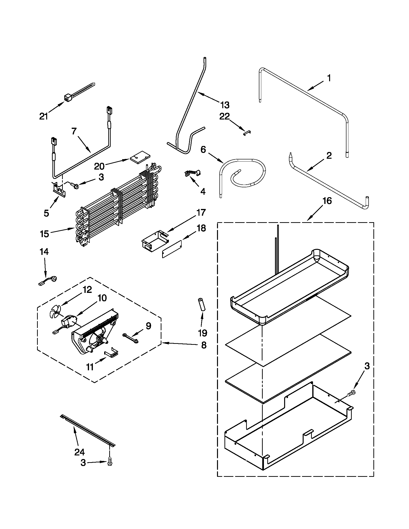Lower unit and tube parts