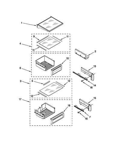Refrigerator shelf parts
