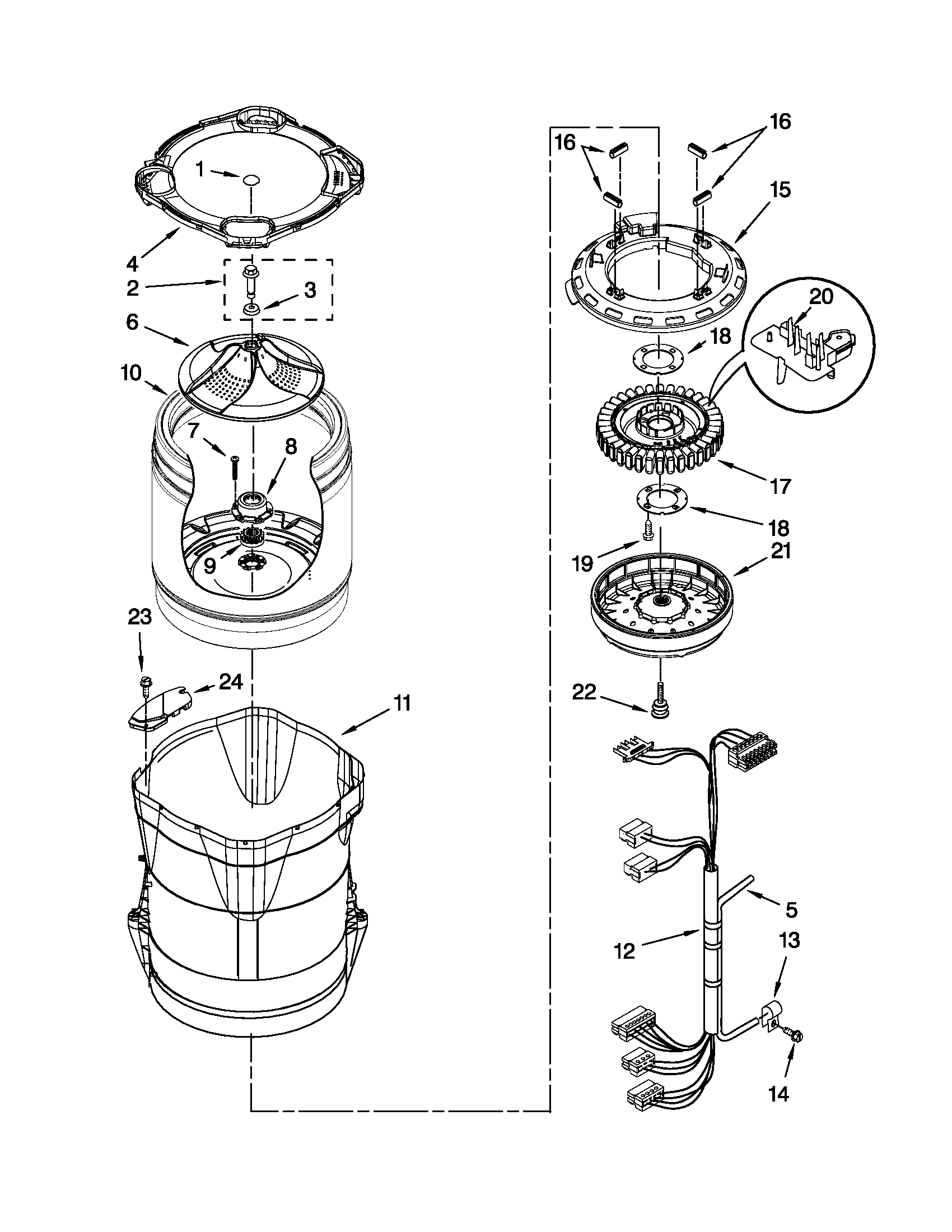 MOTOR, BASKET AND TUB PARTS