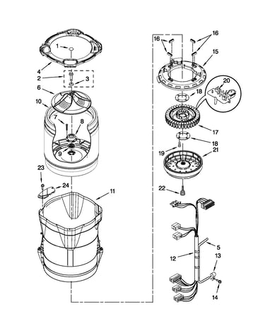 Motor, basket and tub parts