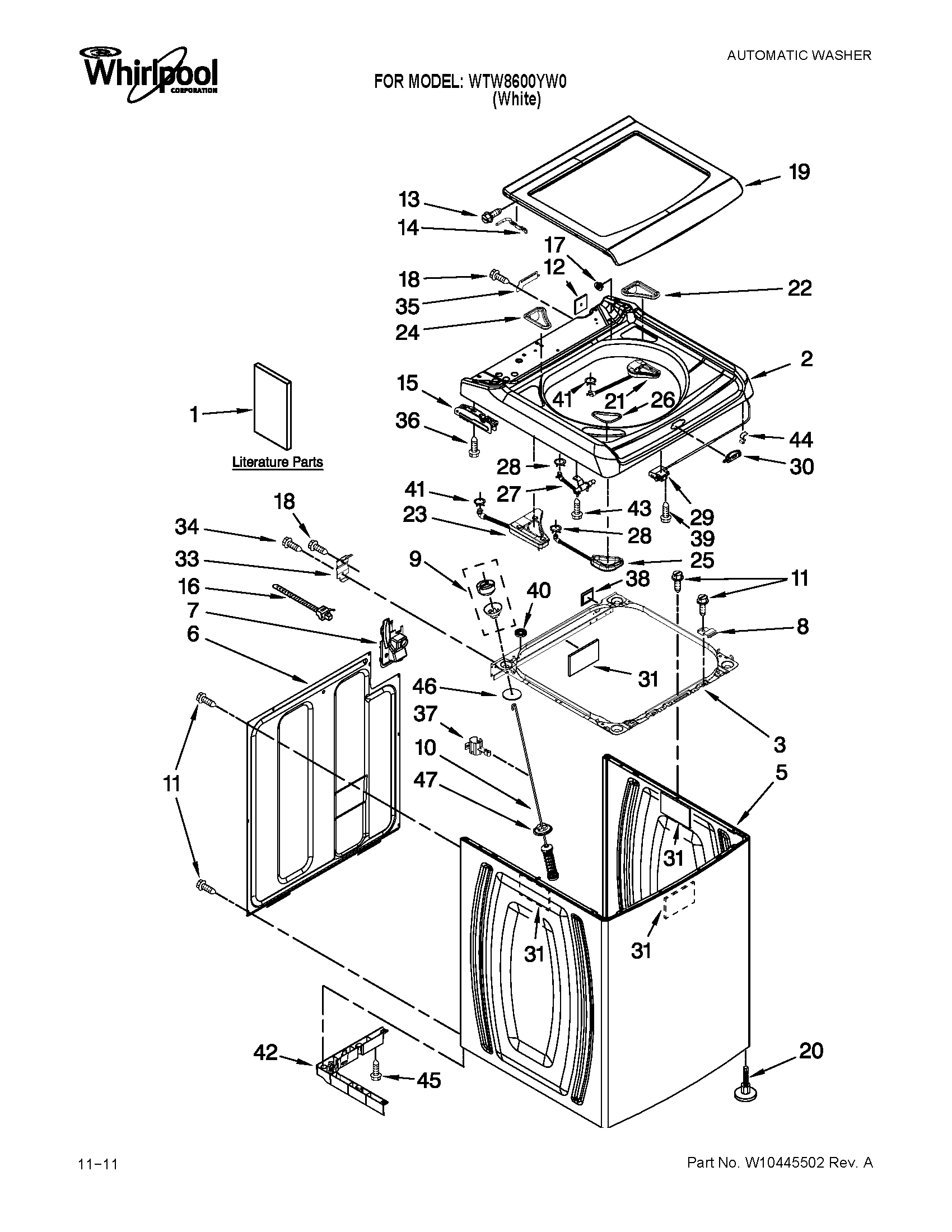 Top and cabinet parts