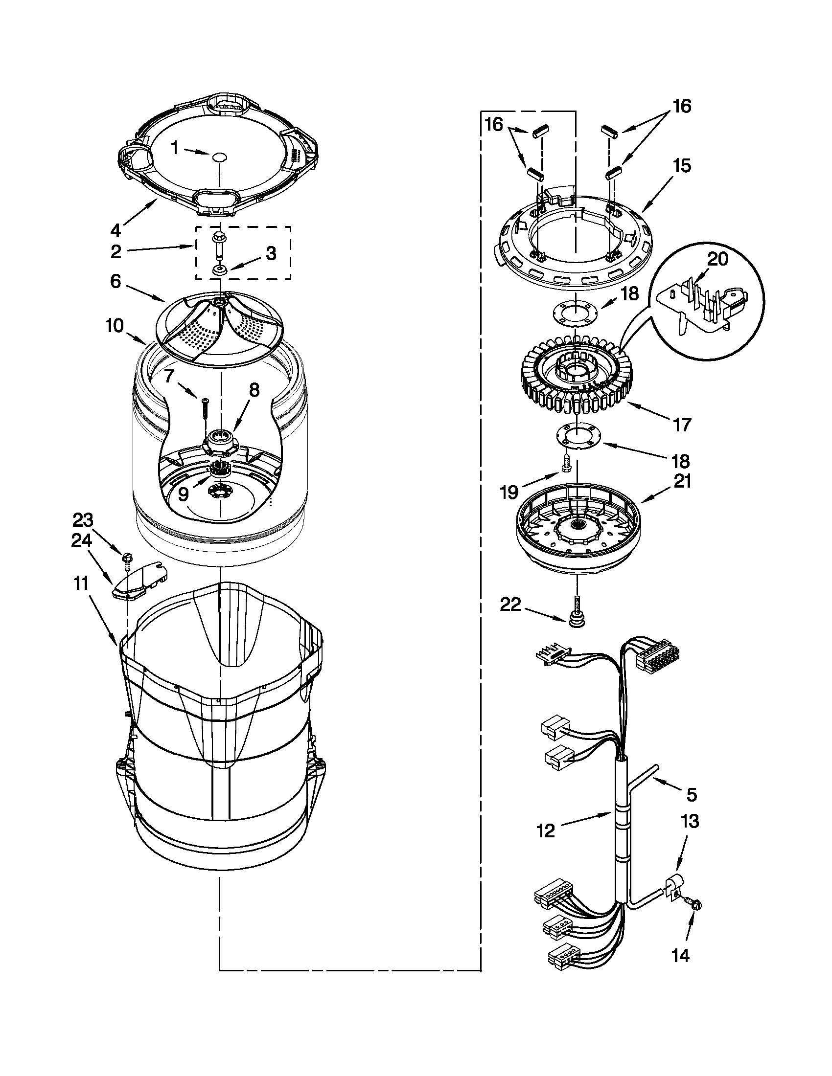 MOTOR, BASKET AND TUB PARTS