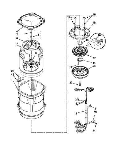 Motor, basket and tub parts