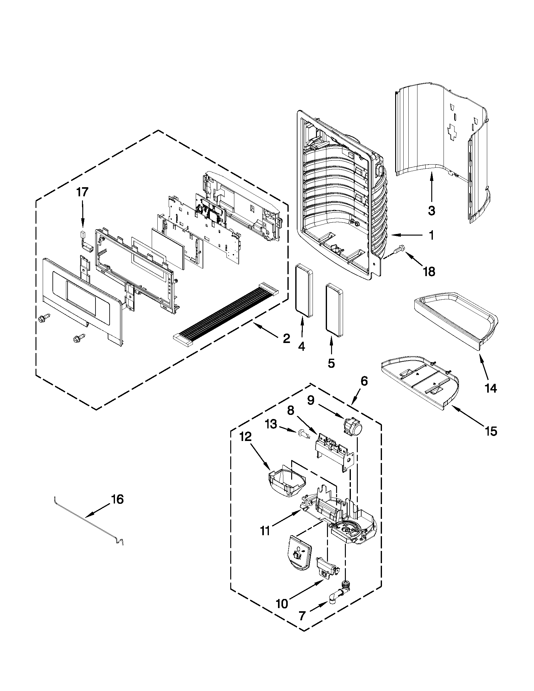 Dispenser front parts