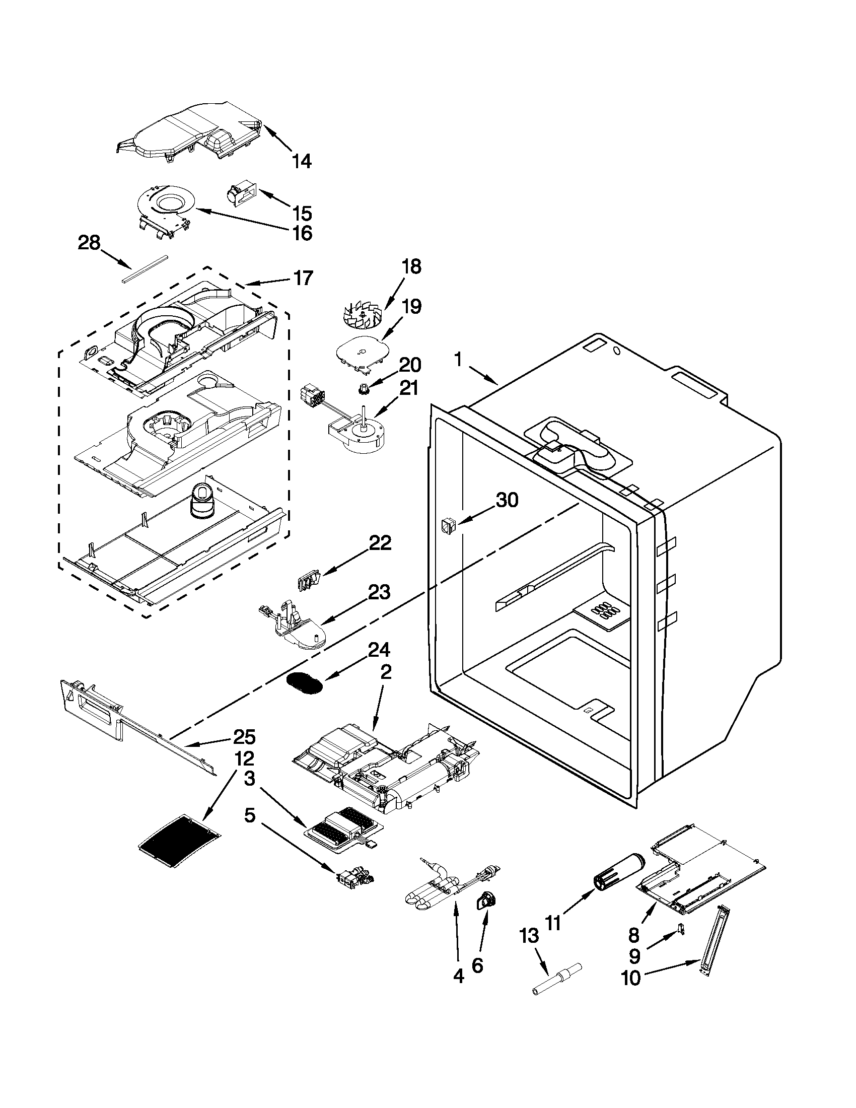 Refrigerator liner parts