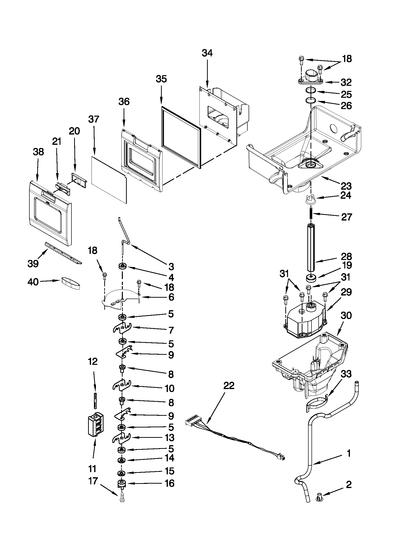 Motor and ice container parts