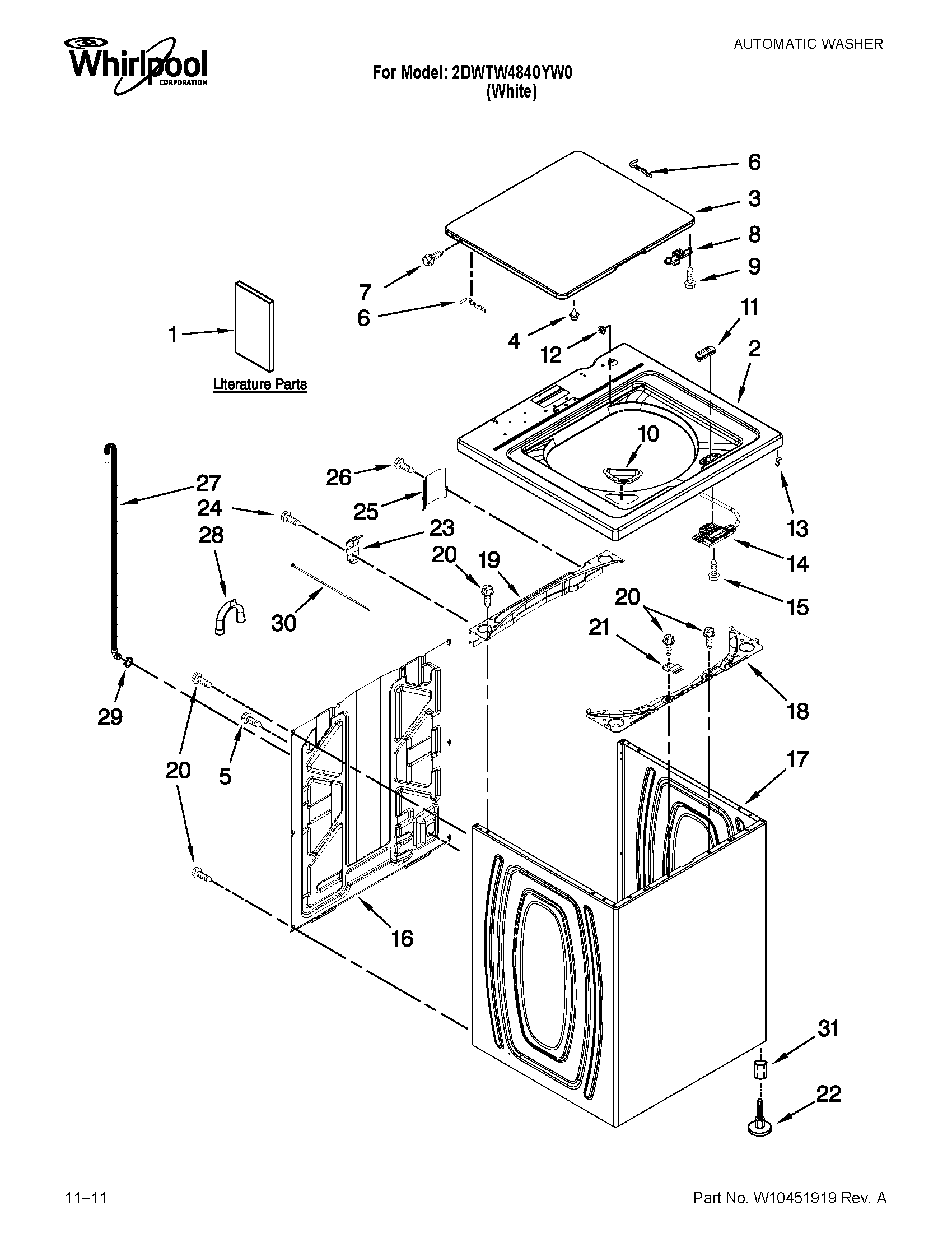 Top and cabinet parts
