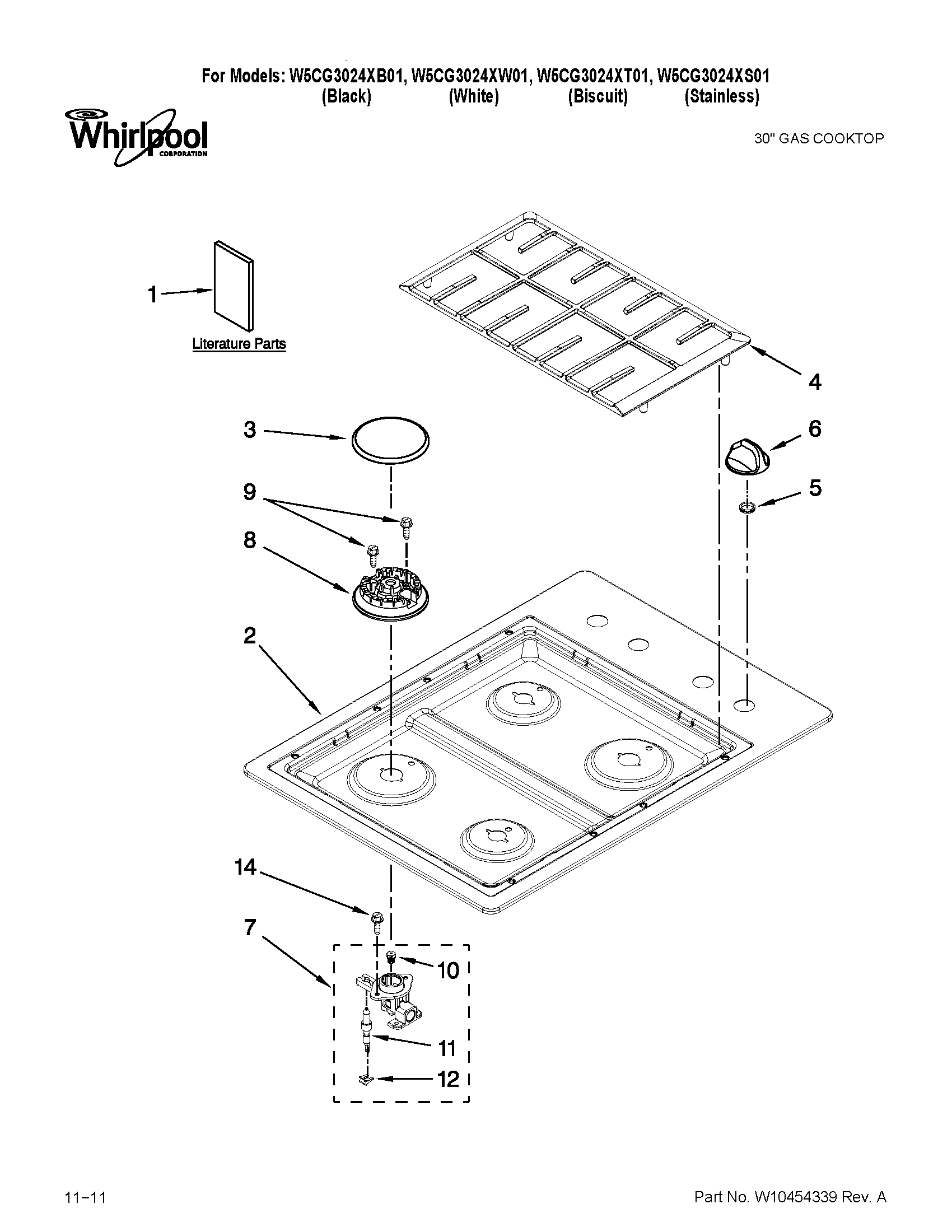 COOKTOP, BURNER AND GRATE PARTS