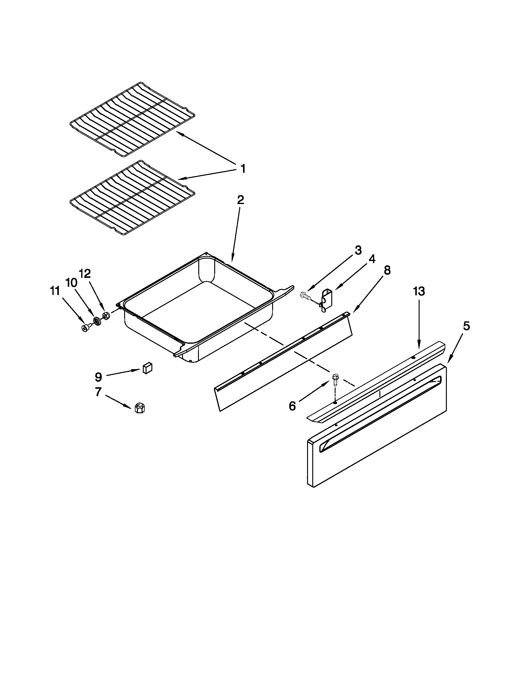 Drawer and rack parts