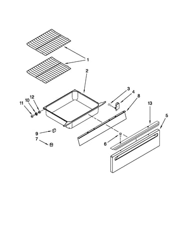 Drawer and rack parts