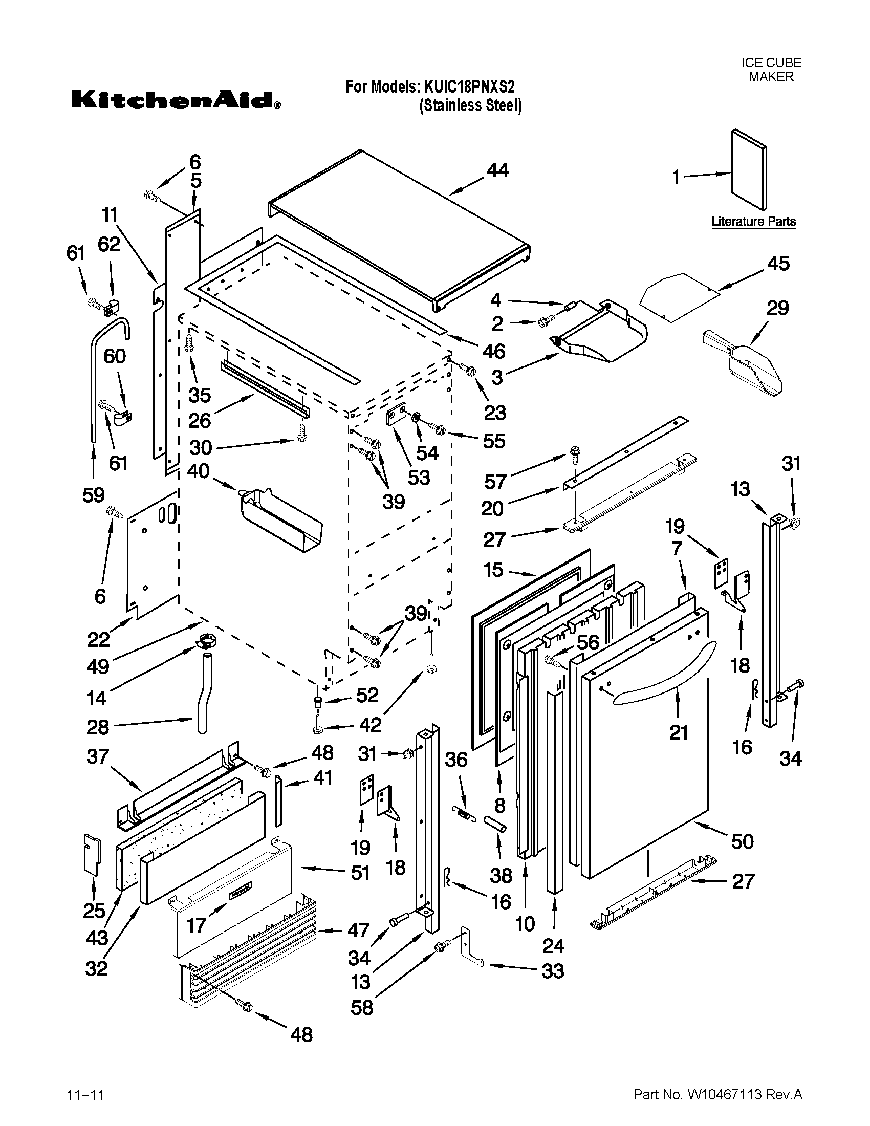 Cabinet liner and door parts