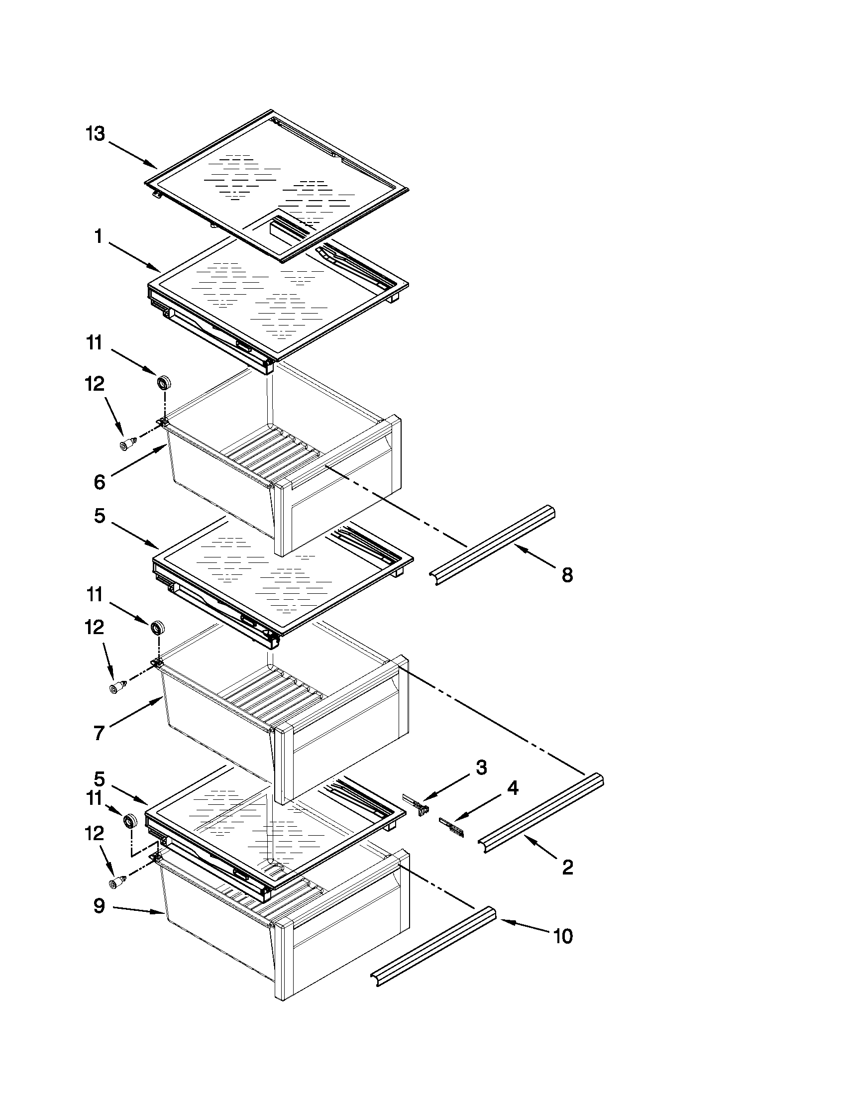 Refrigerator shelf parts