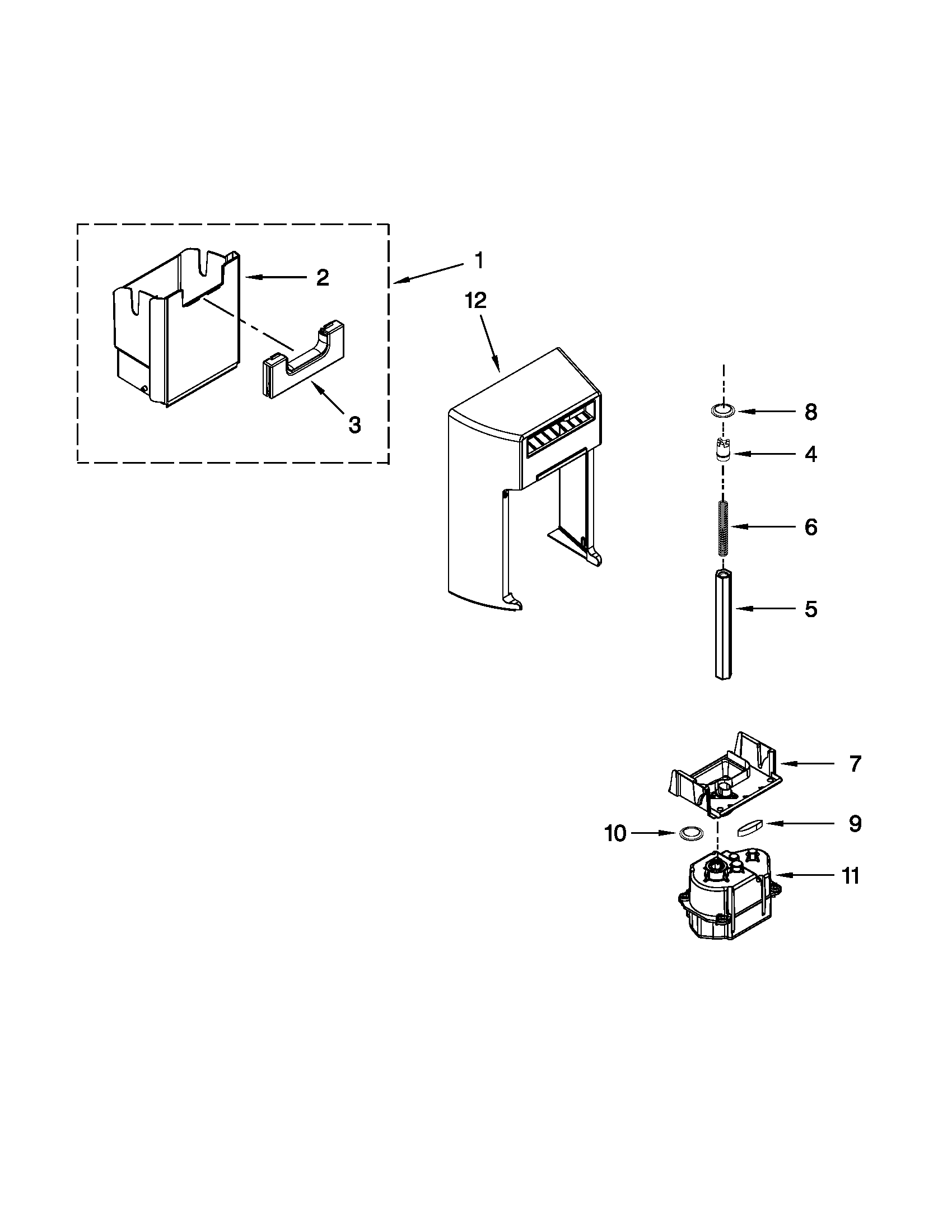 Motor and ice container parts