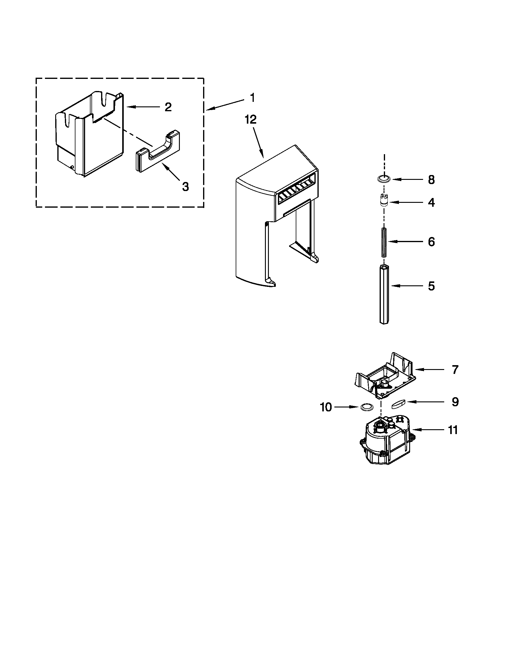 MOTOR AND ICE CONTAINER PARTS