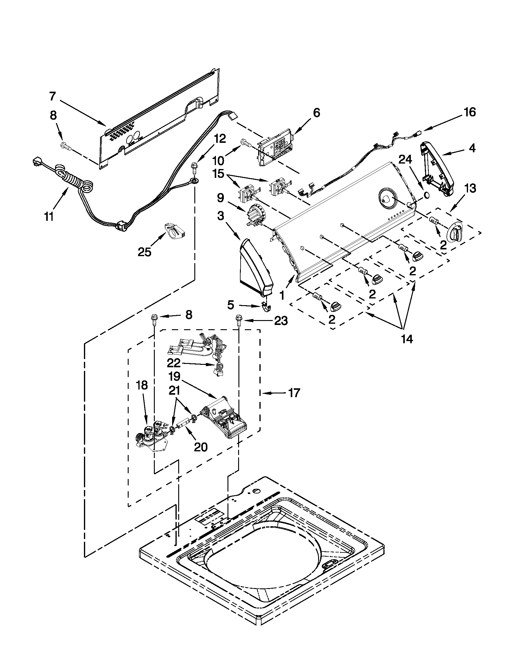 Controls and water inlet parts
