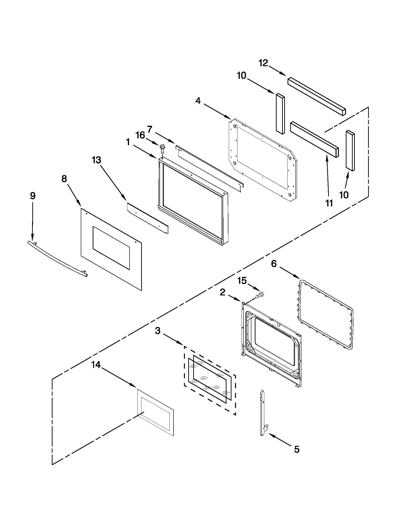 Upper oven door parts