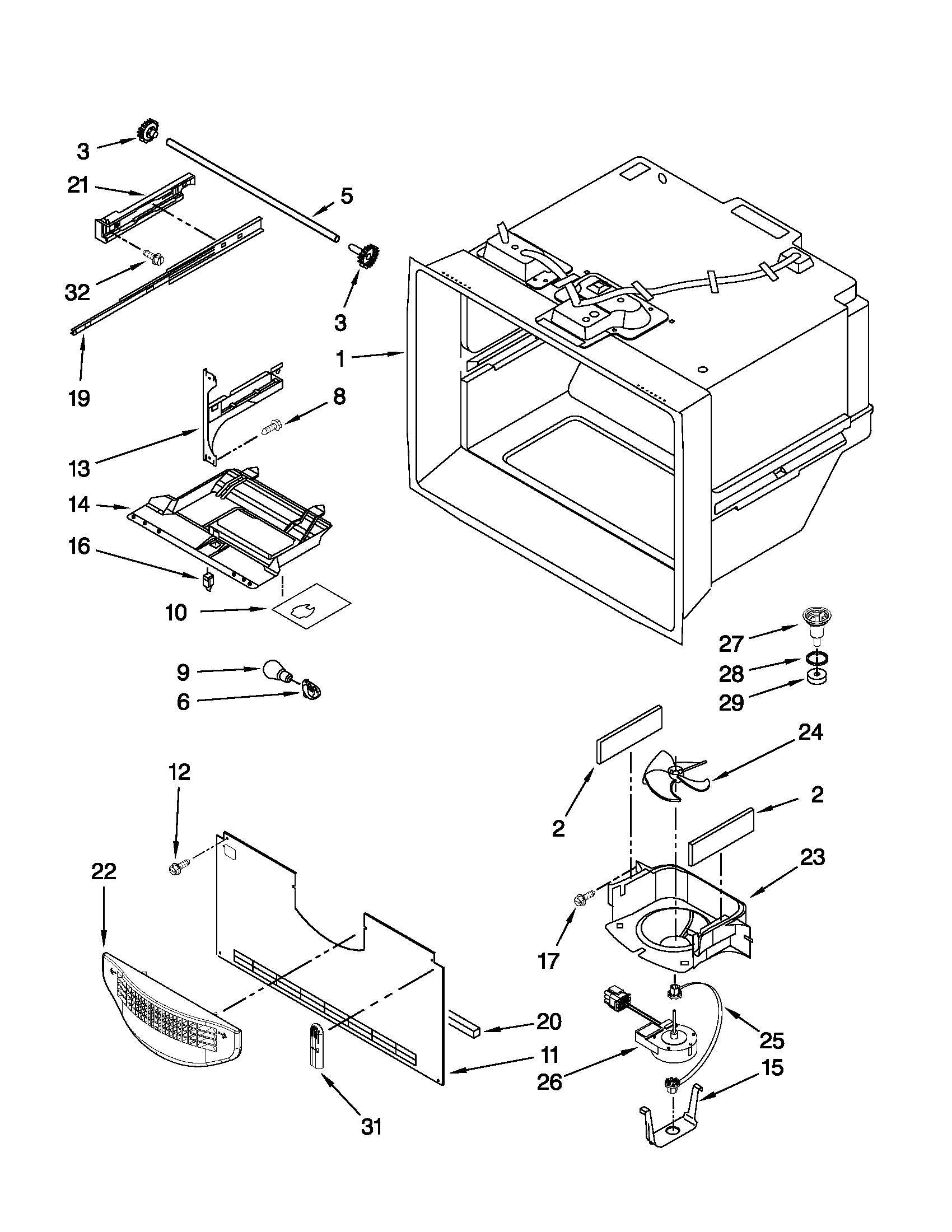 Freezer liner parts