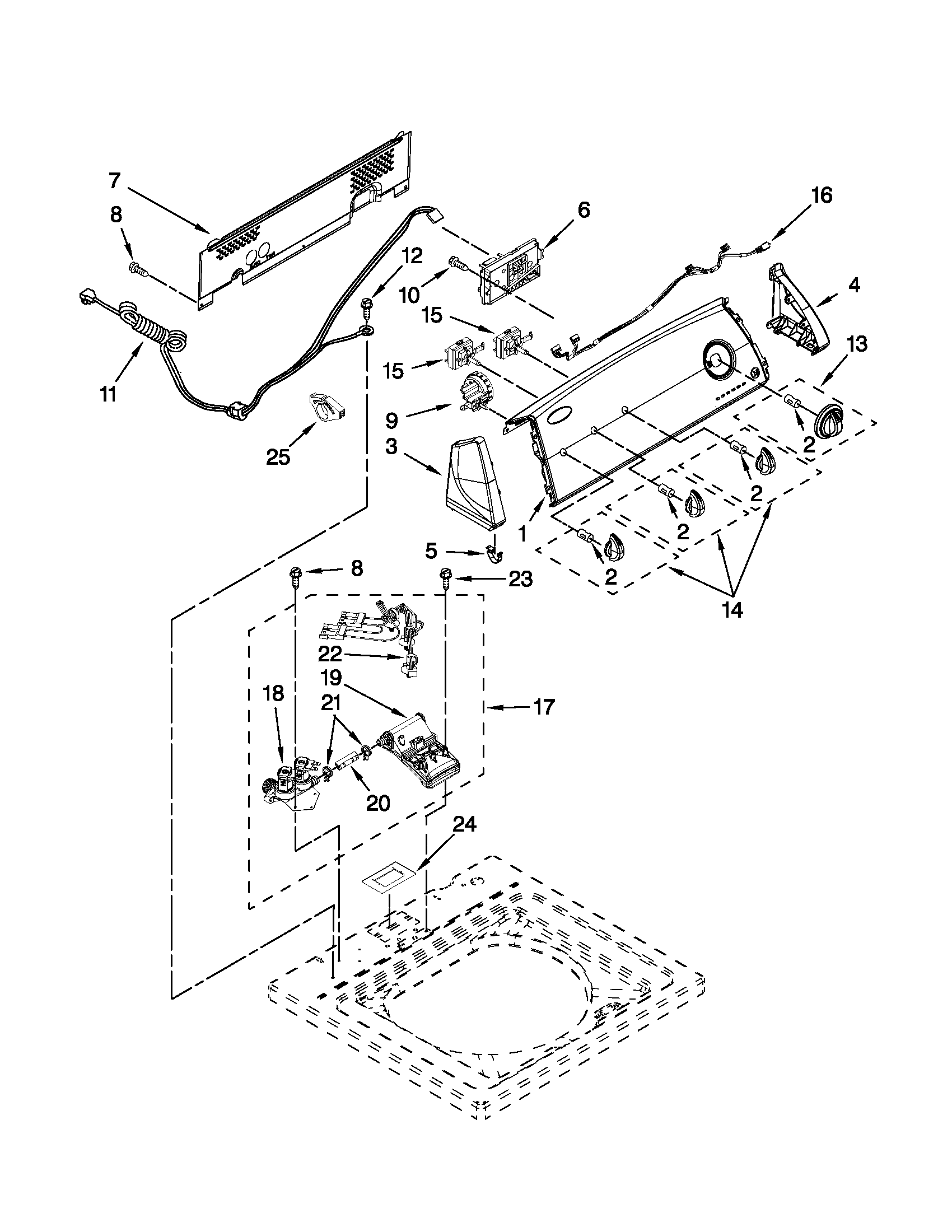 Controls and water inlet parts