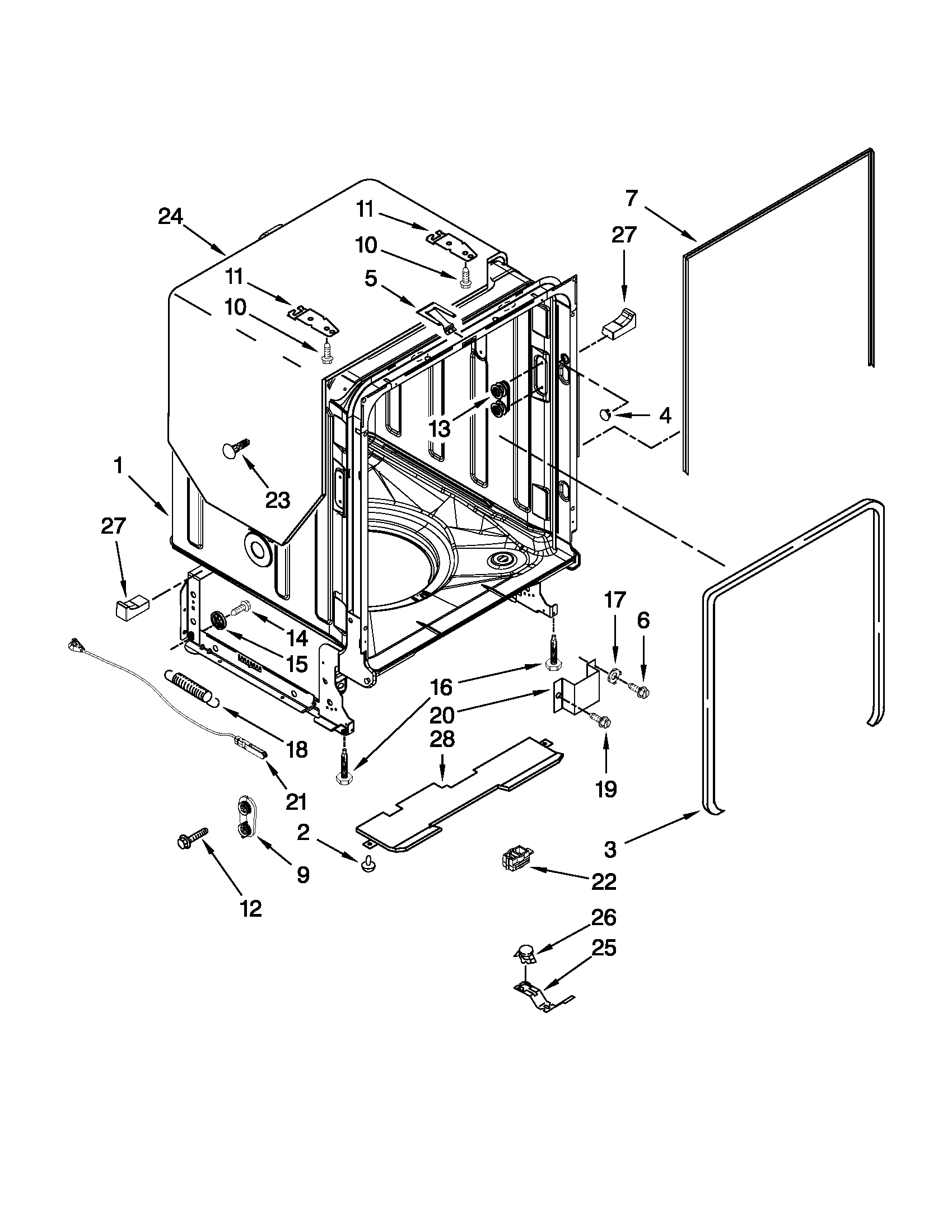 TUB AND FRAME PARTS