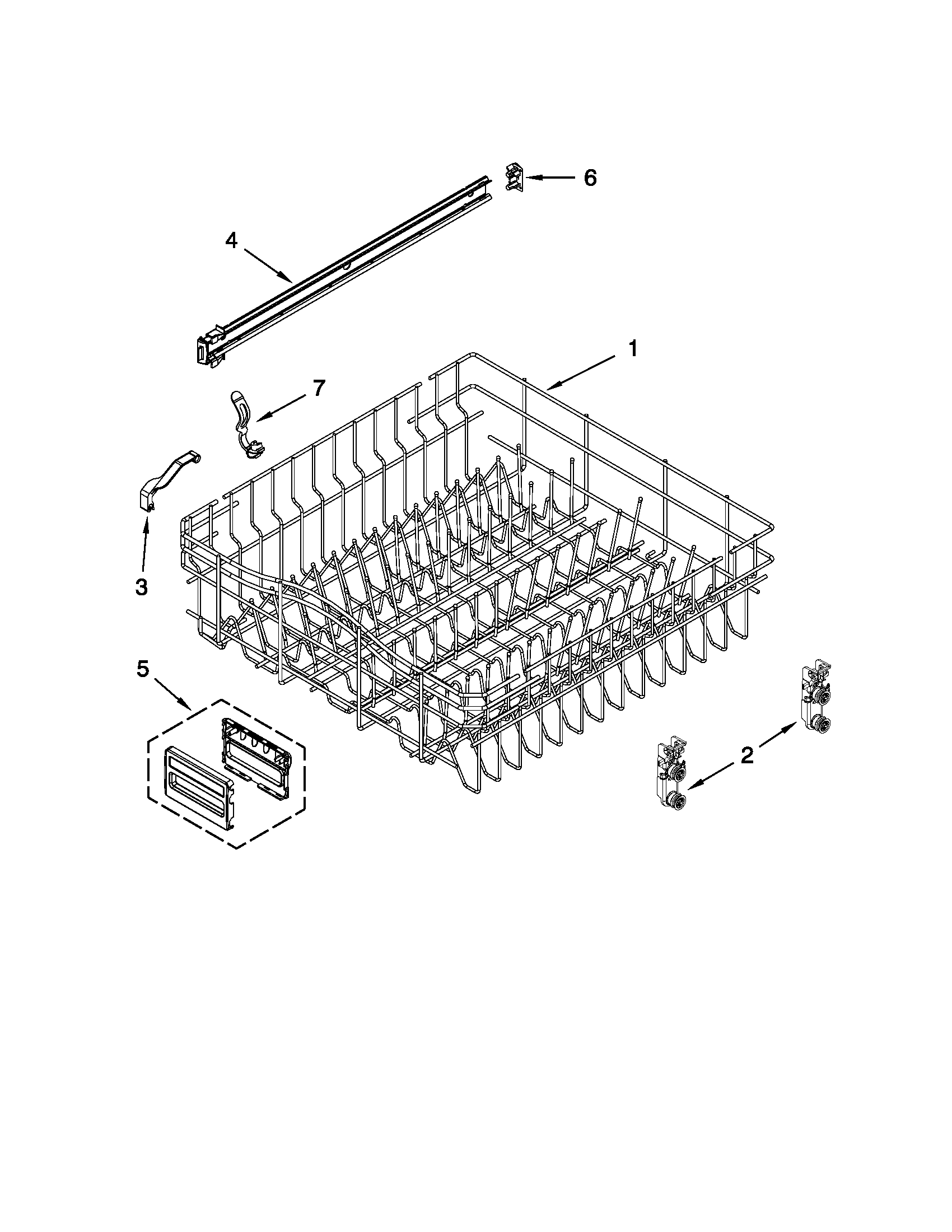 Upper rack and track parts