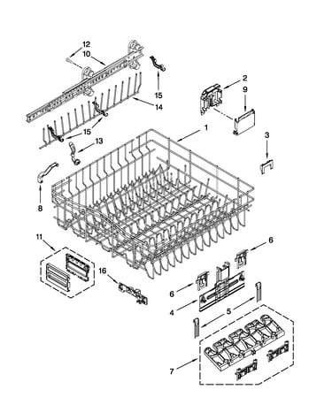 Upper rack and track parts