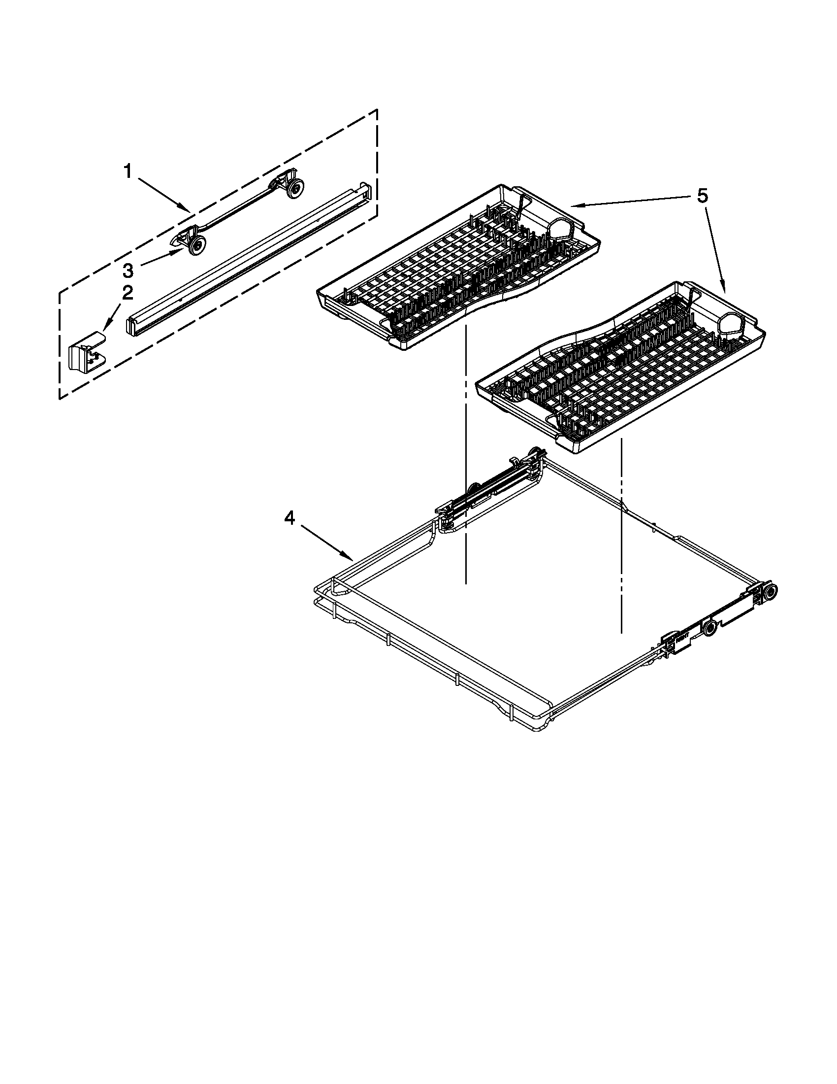 Third level rack and track parts