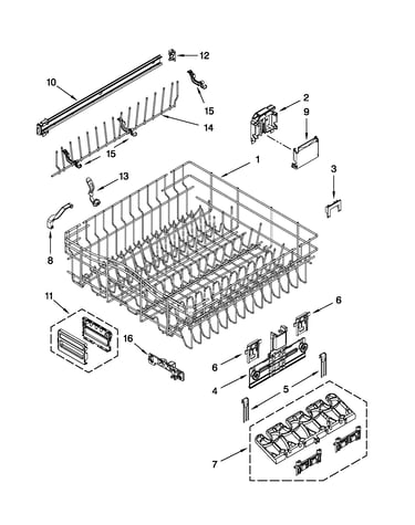 Upper rack and track parts