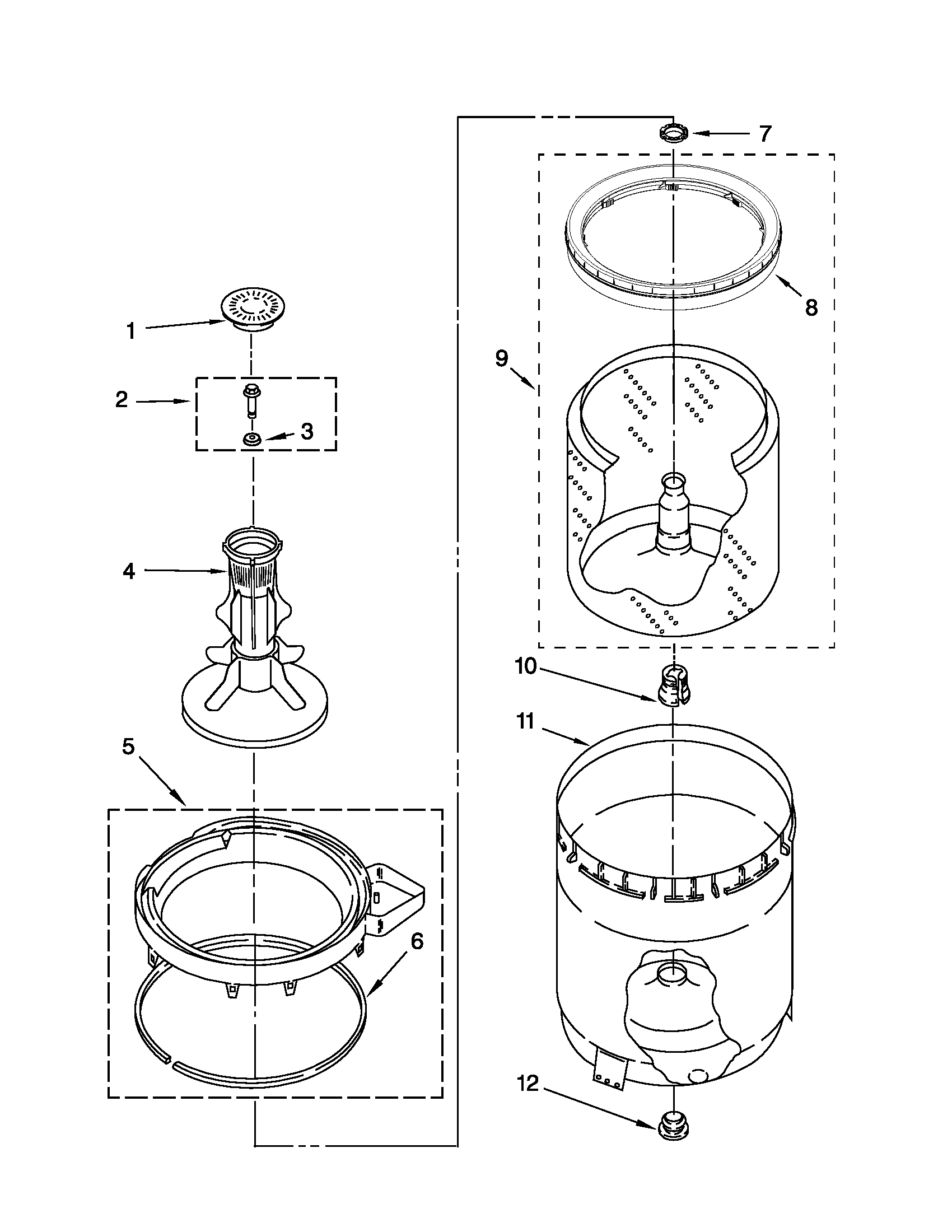 Agitator, basket and tub parts