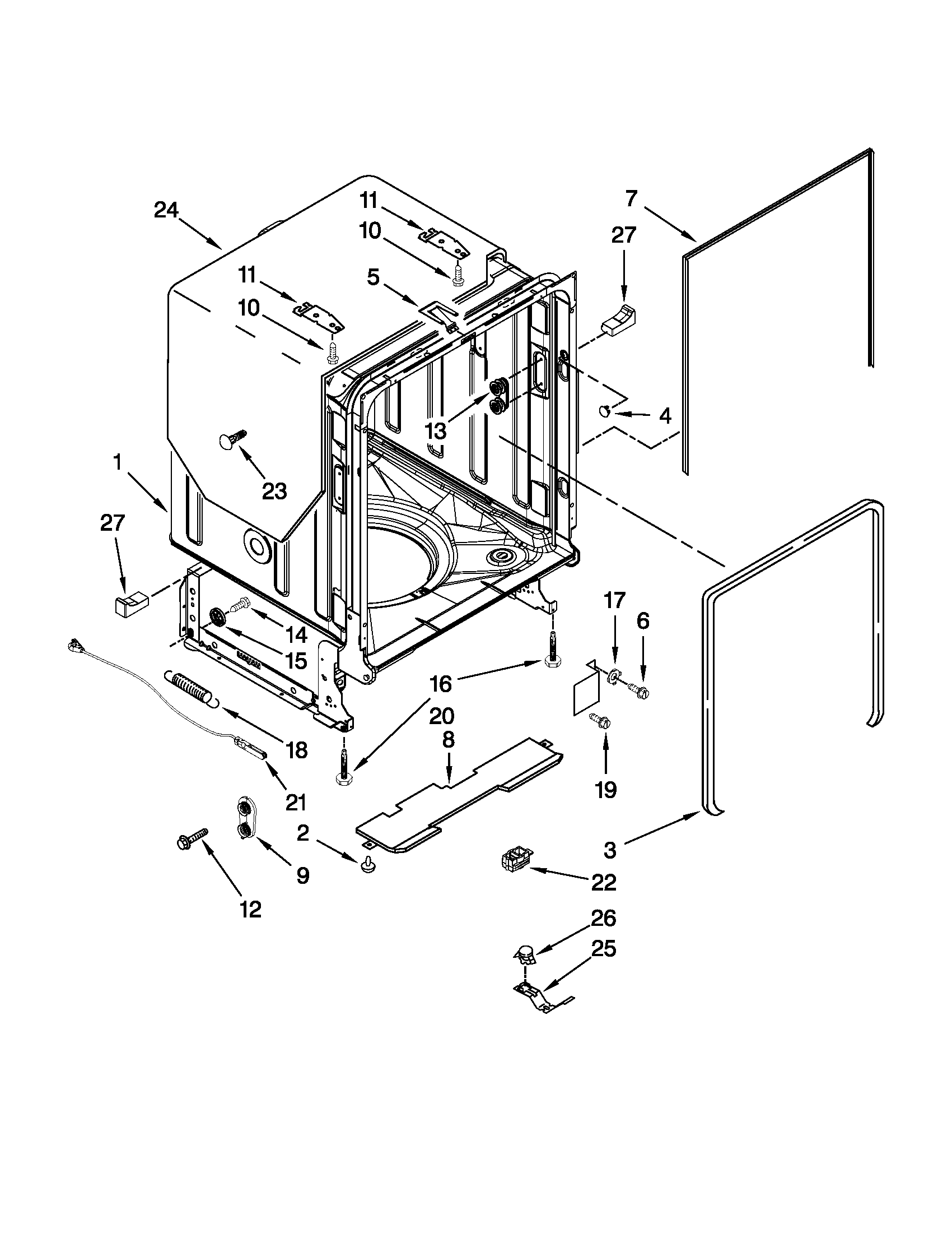 TUB AND FRAME PARTS