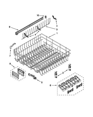 Upper rack and track parts