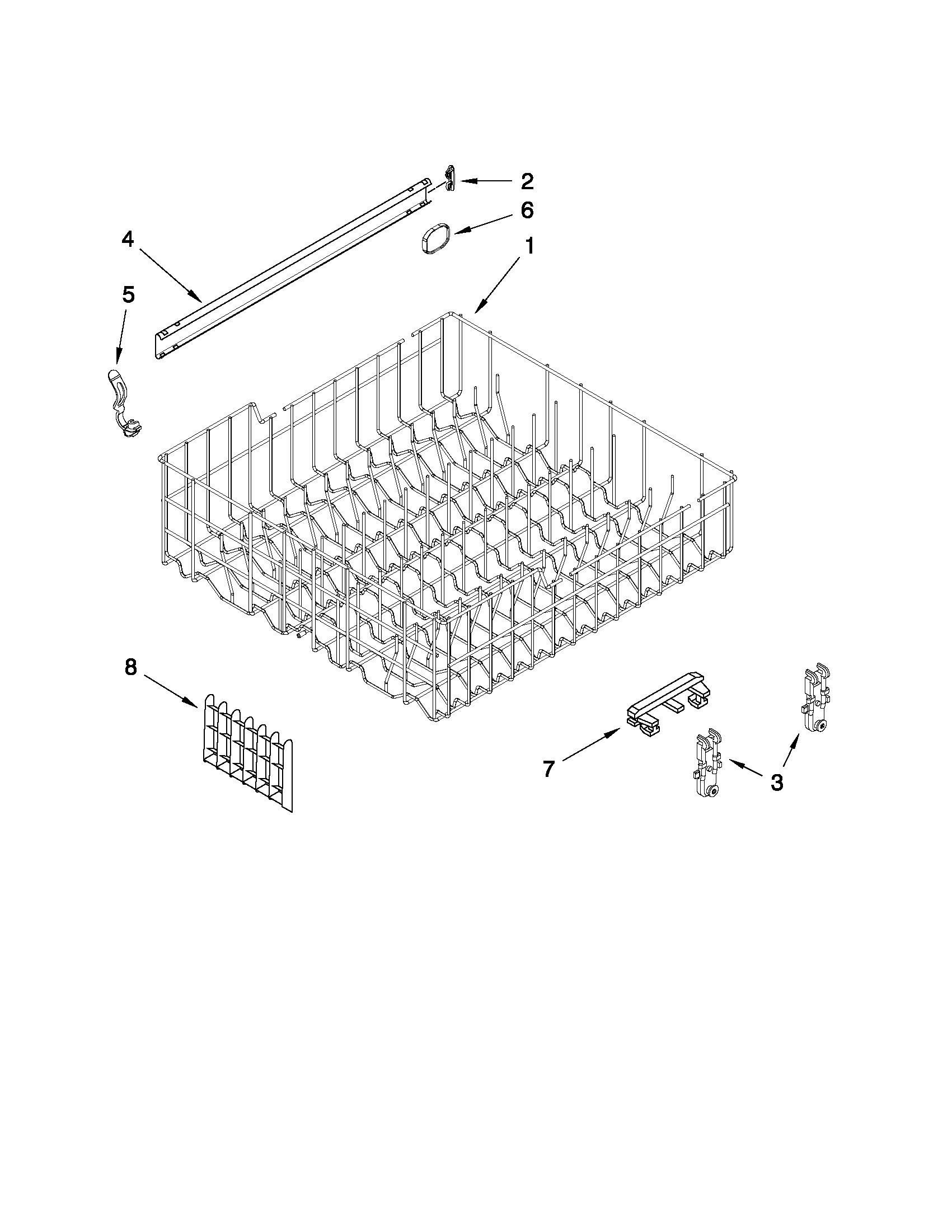 Upper rack and track parts