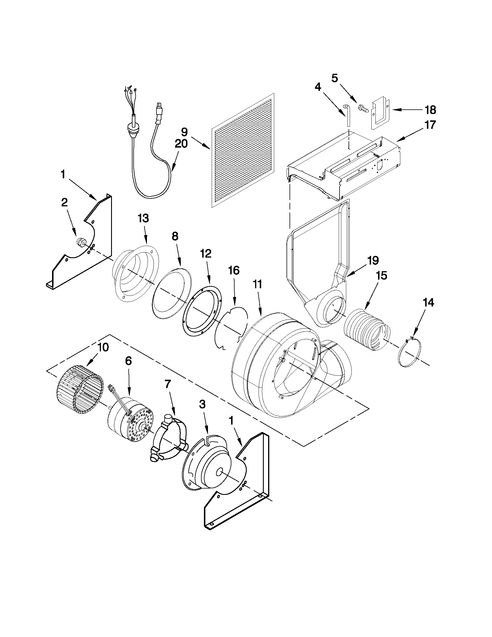 Blower assembly parts