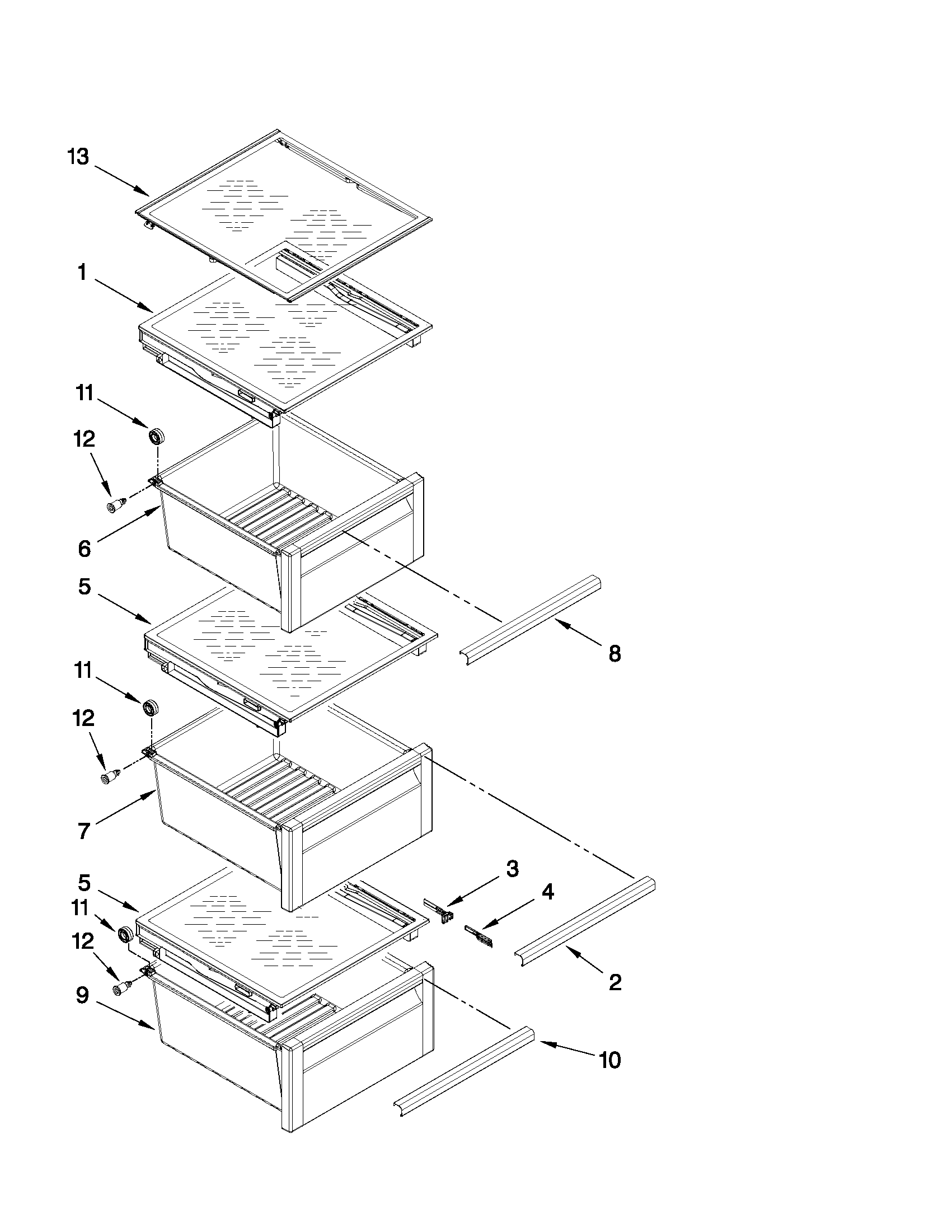 Refrigerator shelf parts
