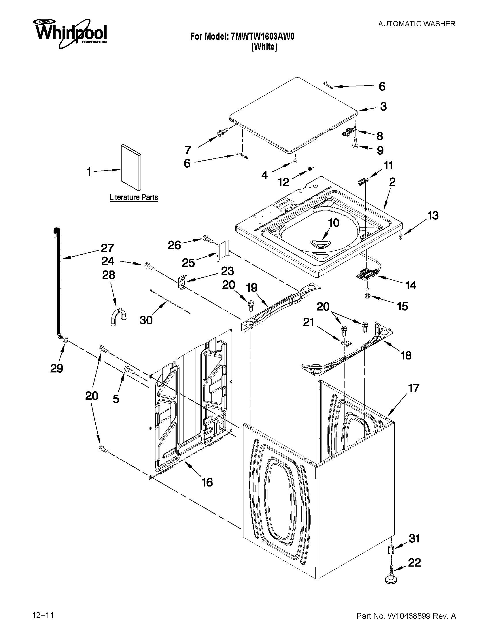 Top and cabinet parts