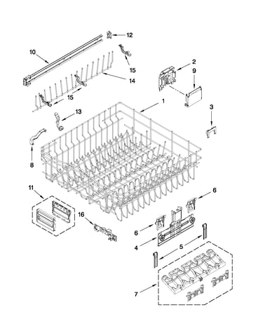 Upper rack and track parts