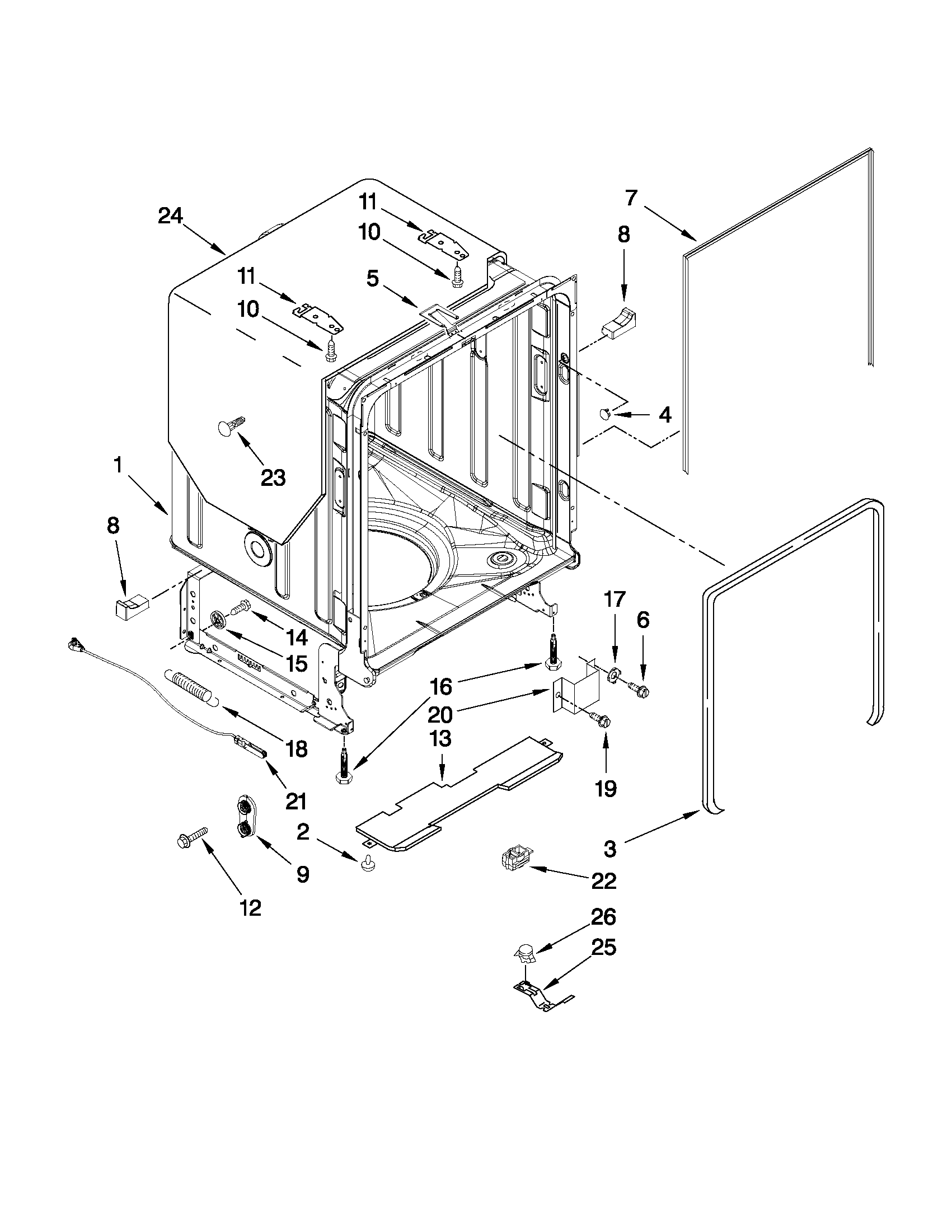 TUB AND FRAME PARTS